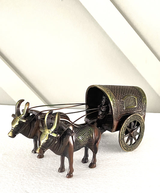 BULLOCKCART WITH BEAUTIFUL COLOUR BROWN AND GOLD ANTIQUE FINISH.
