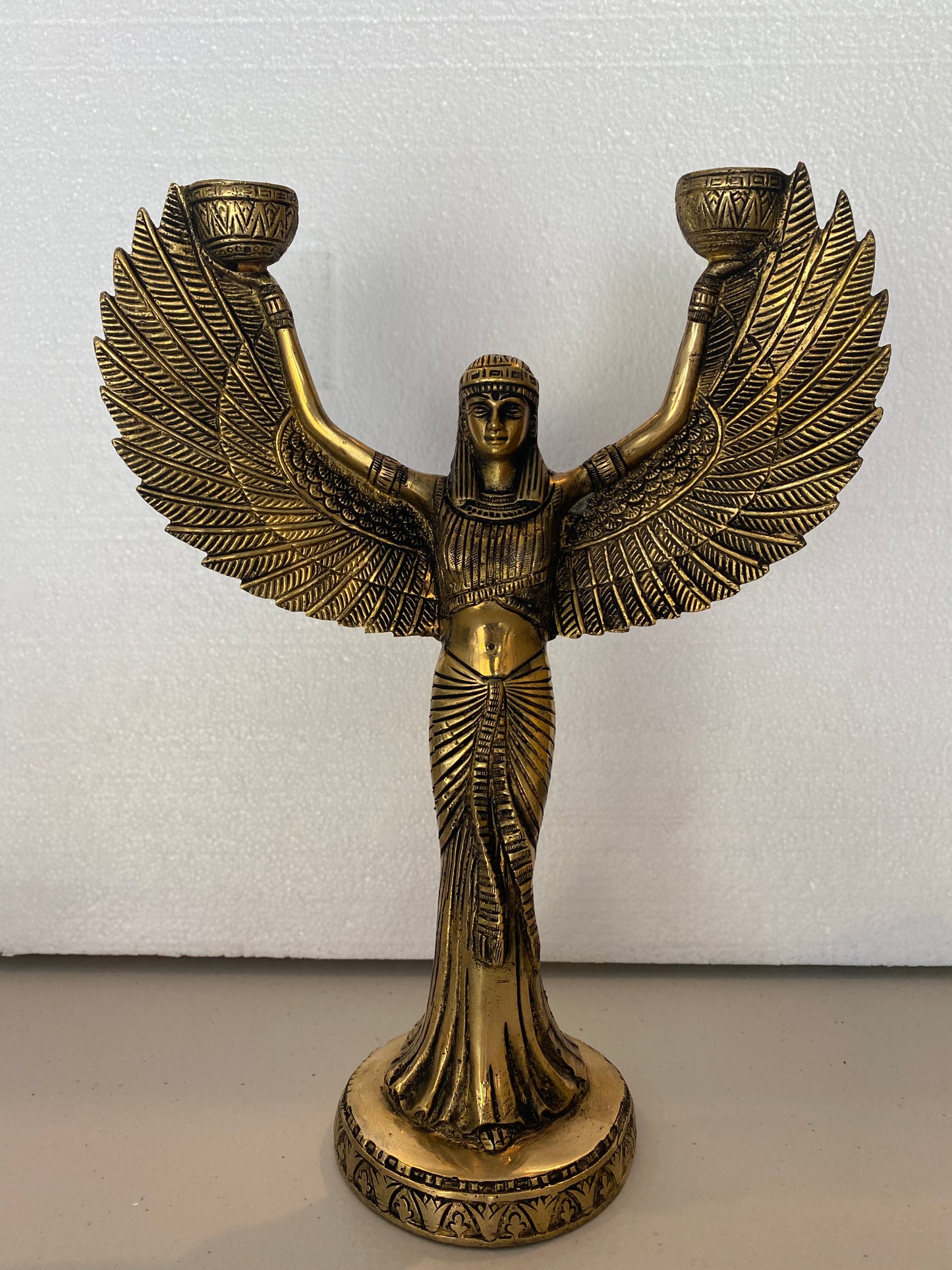 PURE BRASS EGYPTIAN GODDESS-CANDLE STAND